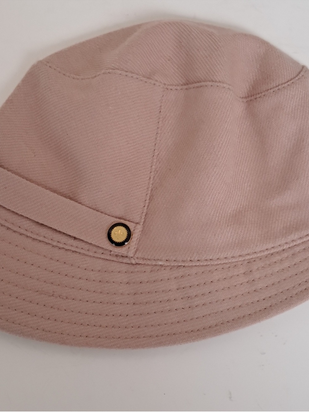 J. Crew Dusty Pink Twill Bucket Hat with Gold‎ Crest Button Accents